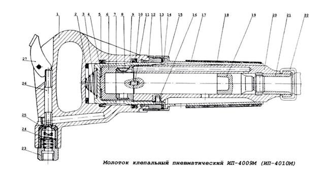 Чертеж клепальных молотков ИП-4010М, ИП-4009М